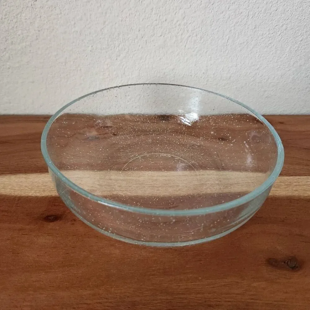 One single salad cereal bowl clear glass mini bubbles